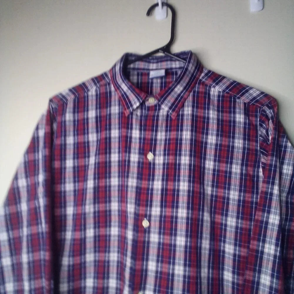 Izod Shirt Boys XL 14-16 Long Sleeve Button Up Plaid Blue Red